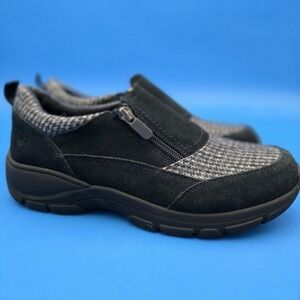 Lands' End All Weather Insulated‎ Suede Zip Moc Shoes Women's US 8 M Black EUC